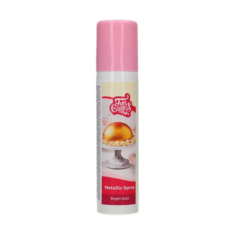 Bombe spray lustrant 100 ml FunCakes couleur Or Brillant