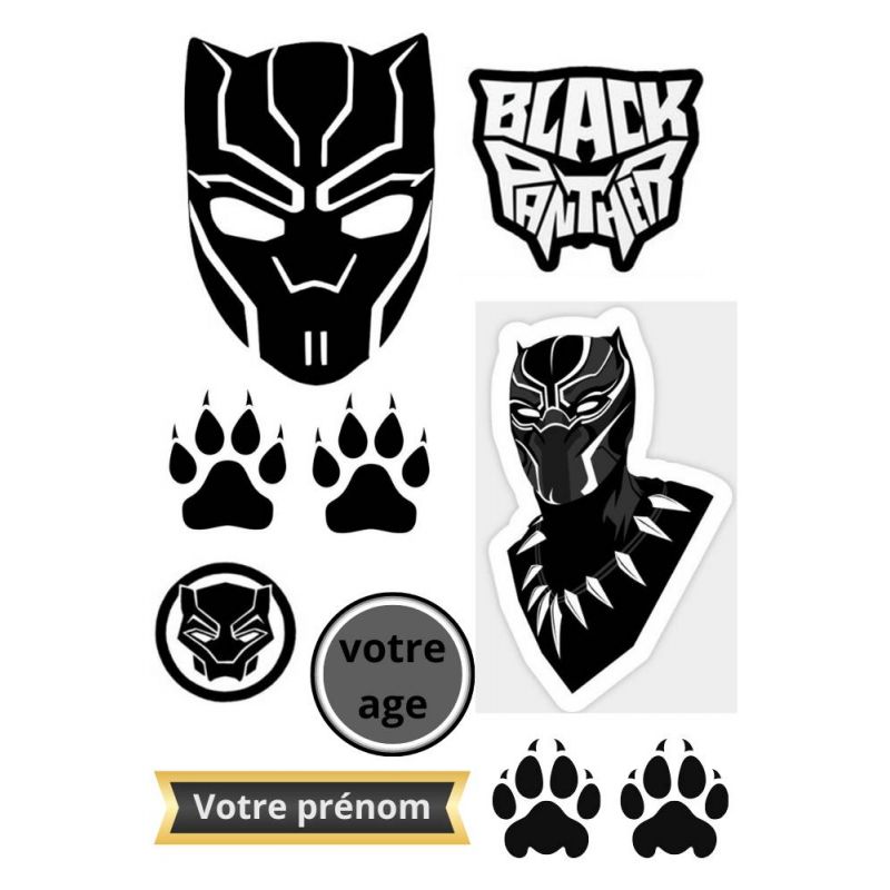 Kit de Montage de Toppers à Gâteau Personnalisés Black Panther