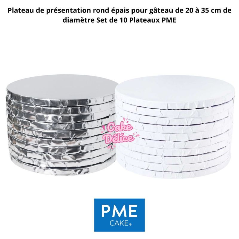 Plateau de présentation rond épais pour gâteau de 20 à 35 cm de diamètre Set de 10 Plateaux PME