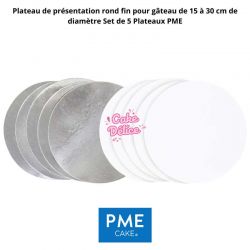 Plateau de présentation rond fin pour gâteau de 15 à 30 cm de diamètre Set de 5 Plateaux PME