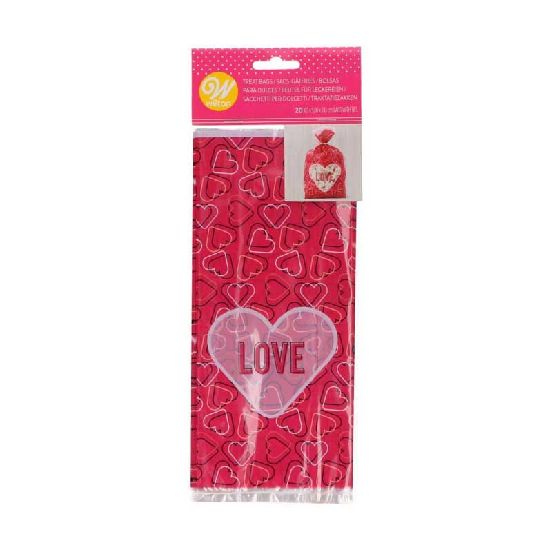 Sachets à friandises Love St Valentin pk/20 Wilton