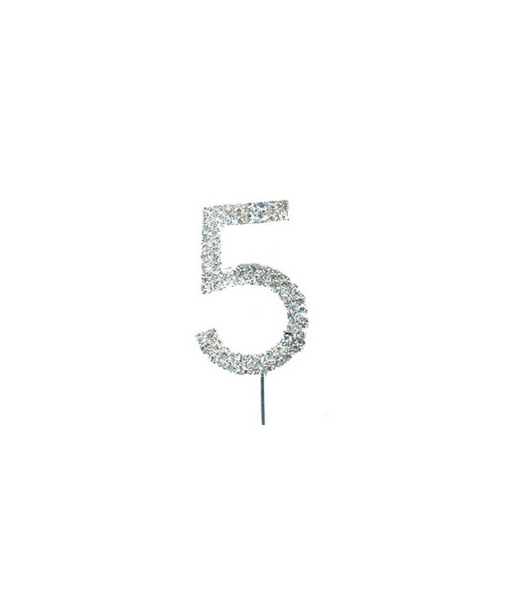 Chiffre 5 En Diamant Et Strass Pour Gateaux A 5 90