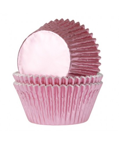 Caissette cupcake rose bébé métallisé pk/24 HoM à 3,65 €