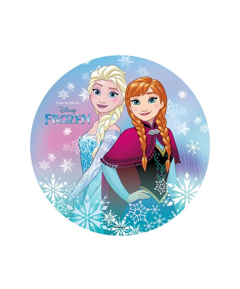 4270 disque azyme elsa et anna entourees de flocons la reine des neiges